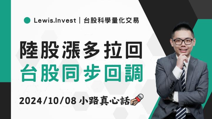 【10/08小路盤後速覽】陸股重挫台股跟進回檔