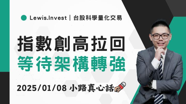 【01/08小路盤後速覽】台股創高拉回，等待架構轉強