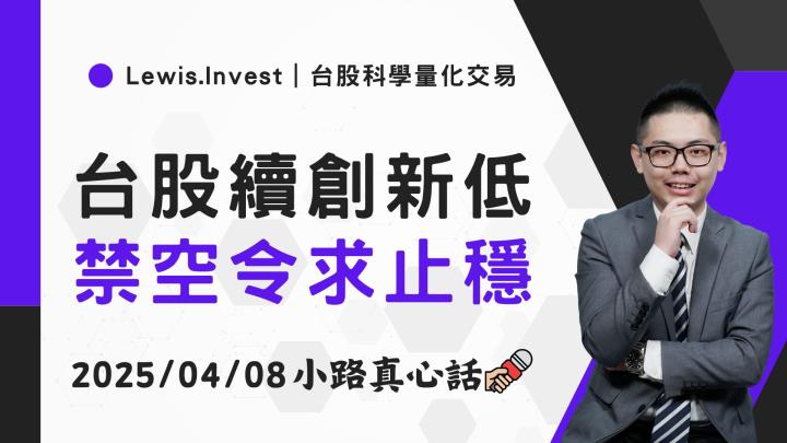【04/08小路盤後速覽】市場爆量下跌，承接情緒開始增溫