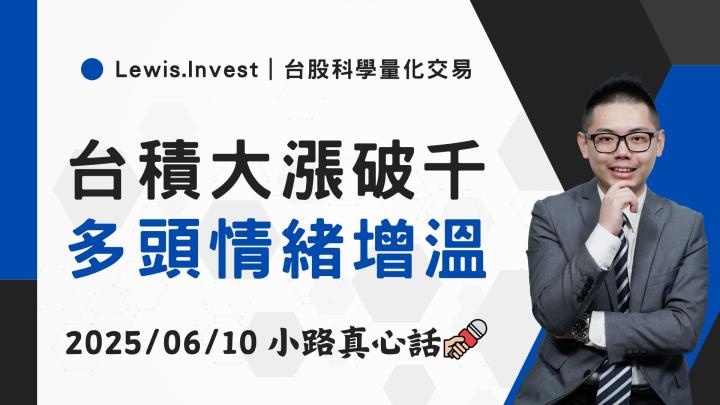 【06/10小路盤後速覽】指數大漲撞擊壓力區，多頭情緒增溫
