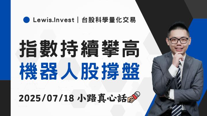 【07/18小路盤後速覽】指數繼續攀高，機器人股帶動