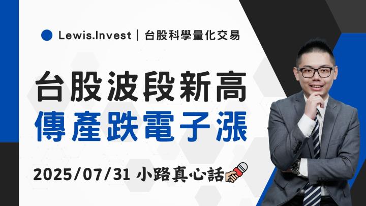 【07/31小路盤後速覽】關稅前哨戰！台積鴻海撐盤指數波段高