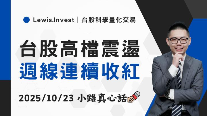 【10/23小路盤後速覽】台股高檔續震盪，週線連九紅
