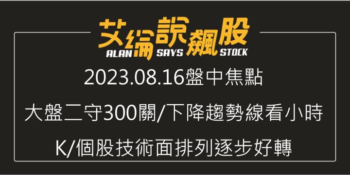艾綸說飆股｜大盤二守300關/下降趨勢線看小時K/個股技術面排列逐步好轉