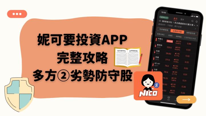 盤勢震盪整理時，回檔支撐找＂買點＂，妮可要投資APP 策略②劣勢防守股 完整攻略