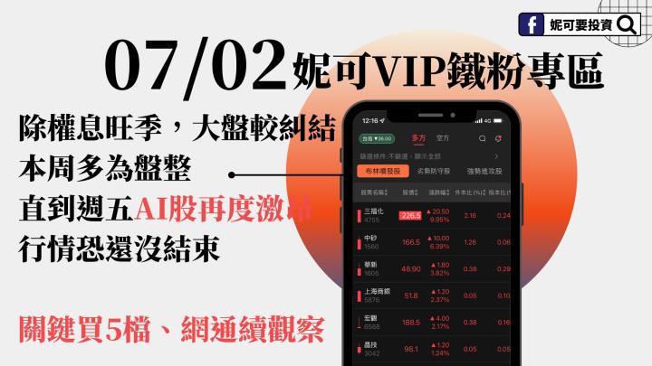0702|妮可日報-每日免費籌碼資料提供( 櫃買領先攻擊，周五大漲AI股，行情還未結束?)