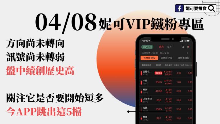 20240408妮可教學影音》方向尚未轉向前不用自己嚇自己，關注這檔是否要開始短多，今APP跳出五檔