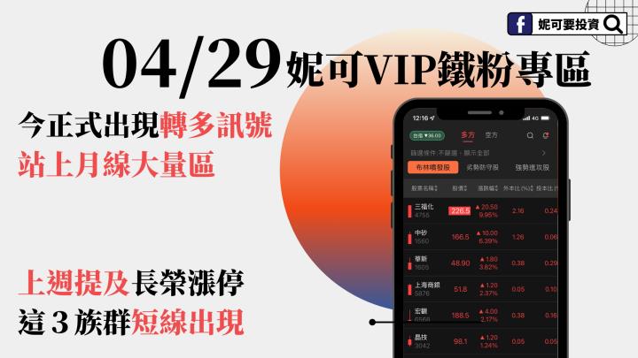 0429 妮可教學影音》 今正式出現轉多訊號，站上月線大量區，短線投信仍買這３大類股