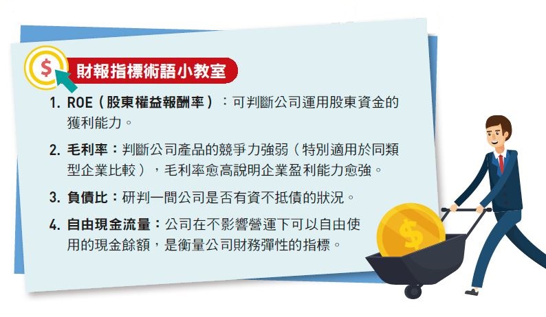 財報指標:ROE、毛利率、負債比、自由現金流