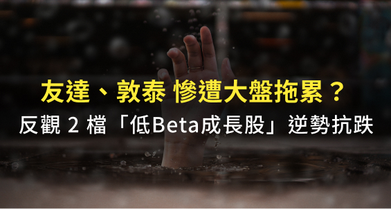 大盤下殺 友達 敦泰因 高beta值 遭到拖累 反觀另外2 檔 低beta成長股 逆勢抗跌