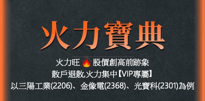 火力旺🔥股價創高前跡象&散戶退散、火力集中【VIP專屬】，以三陽工業(2206) 金像電(2368)、光寶科(2301)為例