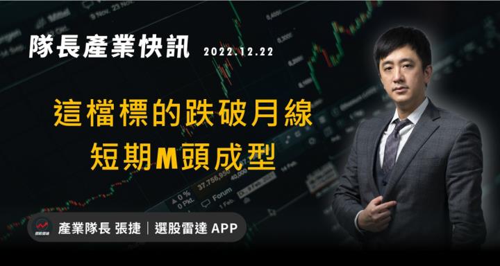 [產業戰隊VIP]:這檔標的跌破月線  短期M頭成型