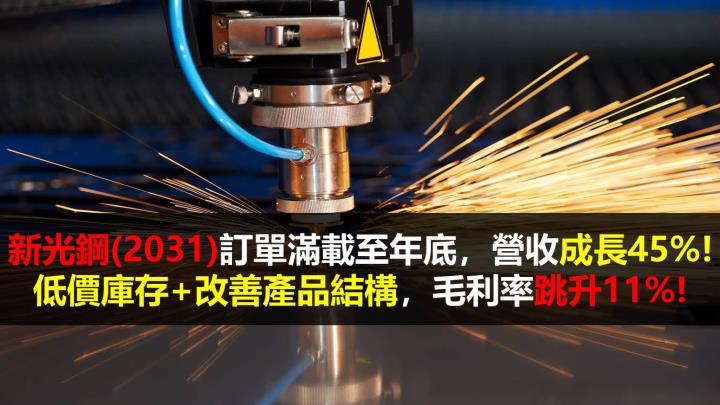 【研究報告】新光鋼(2031)訂單滿載至年底,營收成長45%! 低價庫存+改善產品結構,毛利率跳升11%!