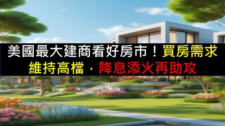 美國最大建商看好房市！買房需求維持高檔，降息添火再助攻