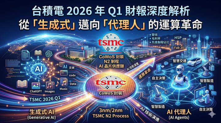 台積電 2026 年 Q1 財報深度解析：從「生成式」邁向「代理人」的運算革命