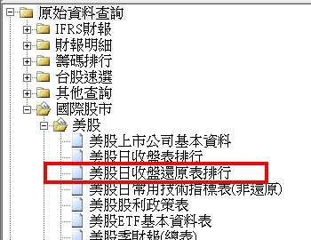 [資料新增公告]2018/06/21(四)18:00前執行(影響表格:美股日收盤還原表排行 一張表)