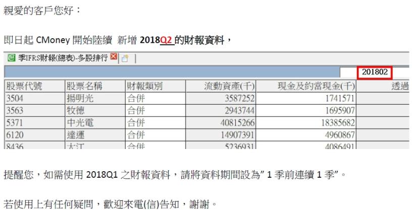 資料公告：2018Q2財報出爐!