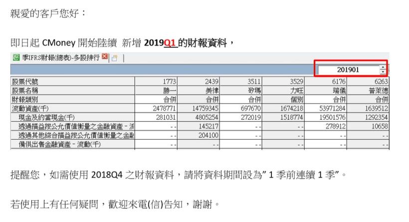 資料公告：2019Q1財報出爐!