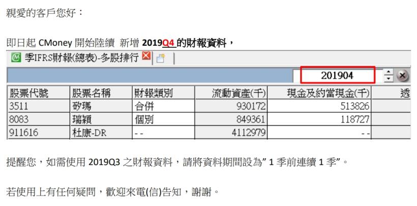 資料公告：2019Q4財報出爐!