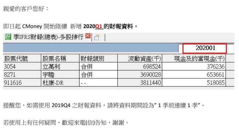 資料公告：2020Q1財報出爐!