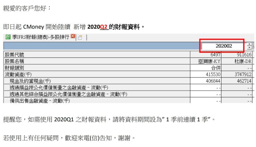 資料公告：2020Q2財報出爐!