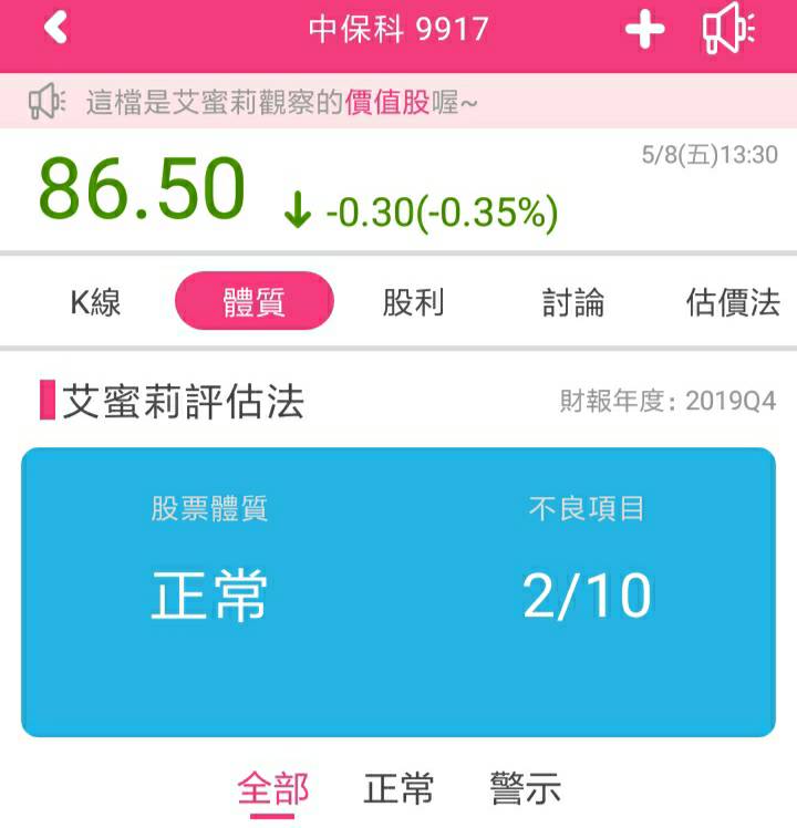 保全業龍頭中保科(9917)，因疫情掀起一波宅經濟商機，艾蜜莉卻暫時不買進，原因是.....