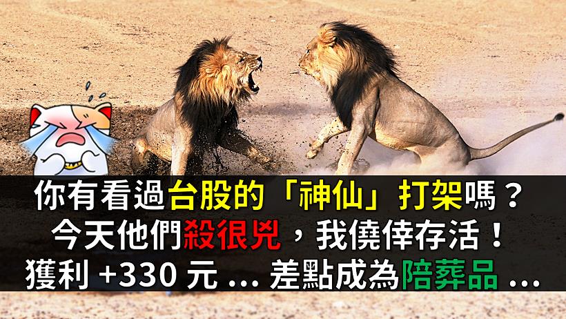 你有看過台股的 神仙 打架嗎 今天他們殺很兇 我僥倖存活 獲利 330 元 差點成為陪葬品