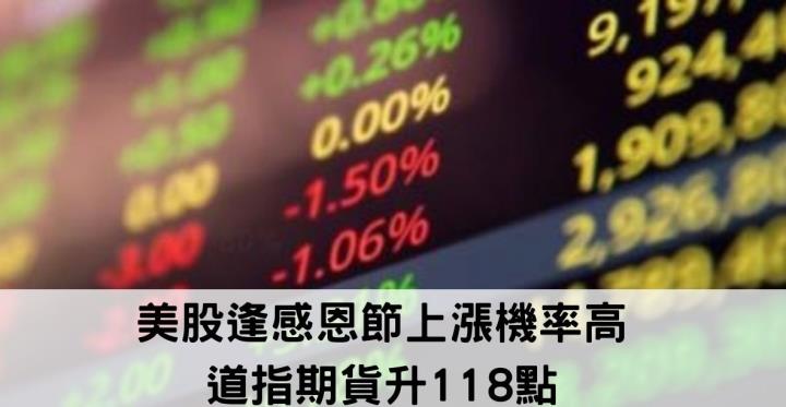 【美股期貨】美股逢感恩節上漲機率高💥,道指期貨升118點🔥