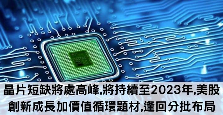 【美股新聞】晶片短缺將處高峰 將持續至2023年,美股創新成長加價值循環題材 逢回分批布局