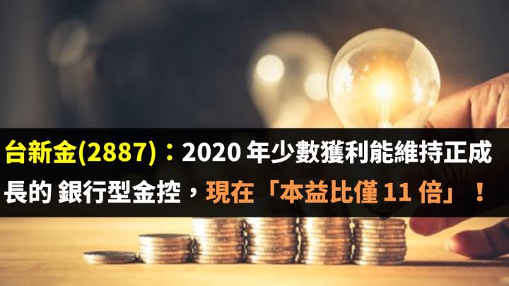 台新金(2887)：2020 年少數獲利能維持正成長的 銀行型金控，現在「本益比僅 11 倍」！