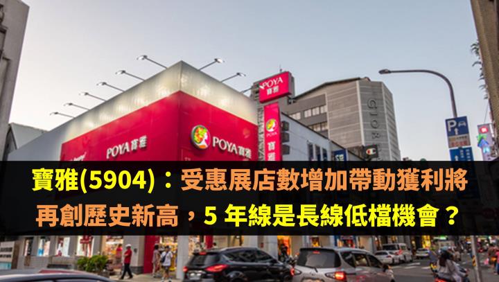 寶雅(5904)：受惠展店數增加帶動獲利將再創歷史新高，5 年線是長線低檔機會？