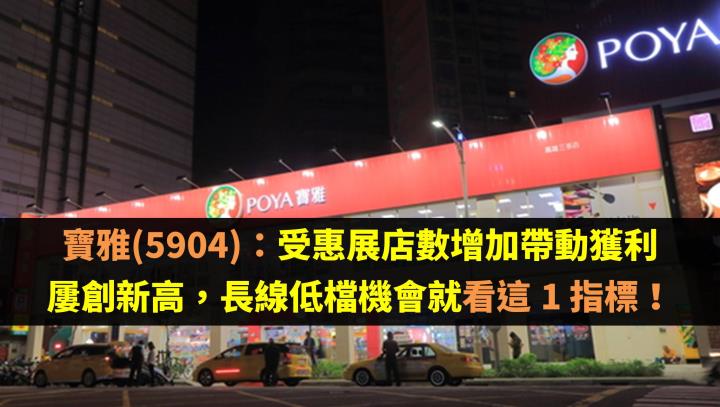 寶雅(5904)：受惠展店數增加帶動獲利屢創新高，長線低檔機會就看這 1 指標！