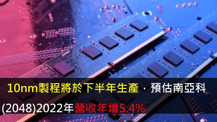 10nm製程將於下半年生產，預估南亞科(2408)2022年營收年增5.4％ 