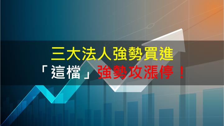 【籌碼K晨報】三大法人強勢買進 「這檔」強勢攻漲停!