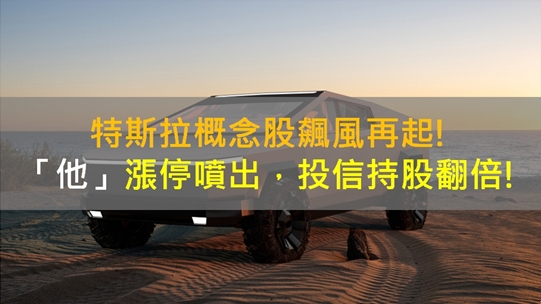 特斯拉概念股飆風再起!「他」漲停噴出，投信持股翻倍!