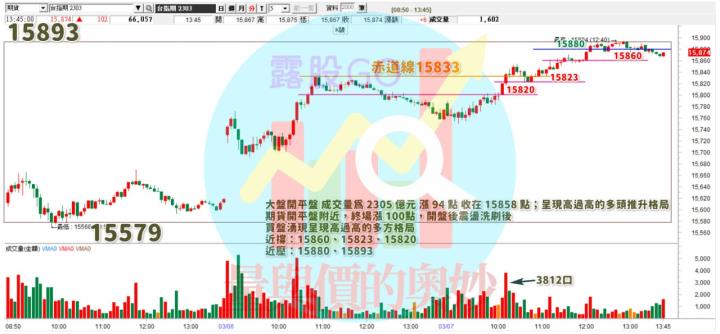 20230307台指期赤道線(期貨)分析/股票通關密碼/籌碼變化前十類股/各類股籌碼與漲跌 (露股go)