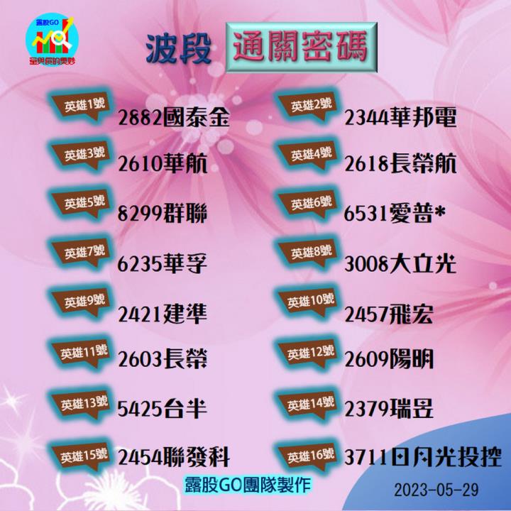 20230529台指期赤道線(期貨)分析/股票通關密碼/籌碼變化前十類股/各類股籌碼與漲跌 (露股go)