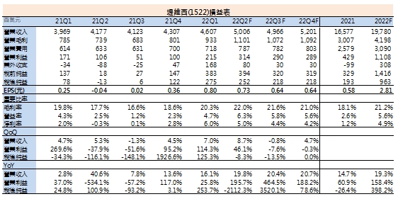 堤維西損益表
