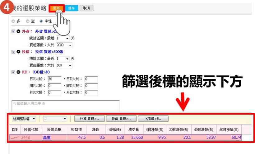 籌碼K線APP新功能-自訂選股