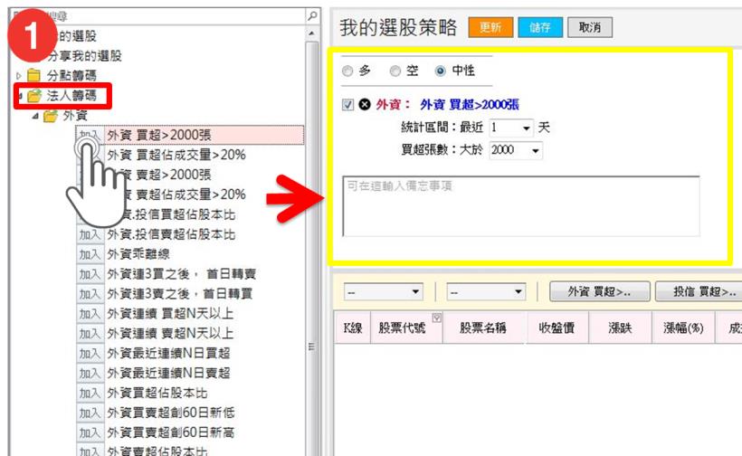籌碼K線APP新功能-自訂選股