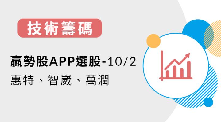 【技術籌碼】贏勢股 APP 選股-惠特、智崴、萬潤-20241002