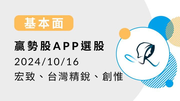 【基本面】贏勢股 APP 選股-宏致、台灣精銳、創惟-202401016