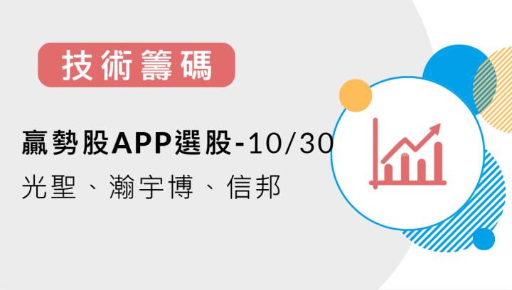 【技術籌碼】贏勢股 APP 選股-光聖、瀚宇博、信邦-20241030
