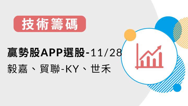 【技術籌碼】贏勢股 APP 選股-毅嘉、貿聯-KY、世禾-20241128