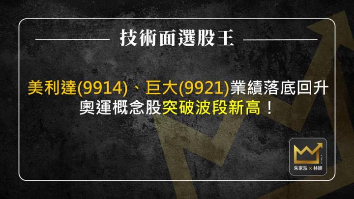 美利達(9914)、巨大(9921)業績落底回升，奧運概念股突破波段新高！