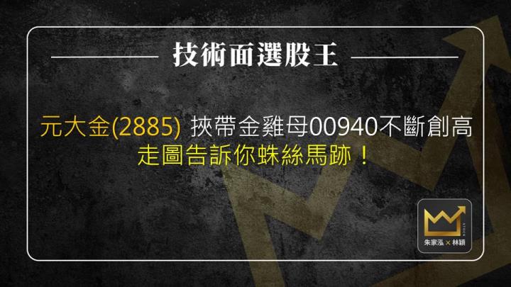 元大金(2885)挾帶金雞母高股息ETF(00940)不斷創高 走圖告訴你蛛絲馬跡！