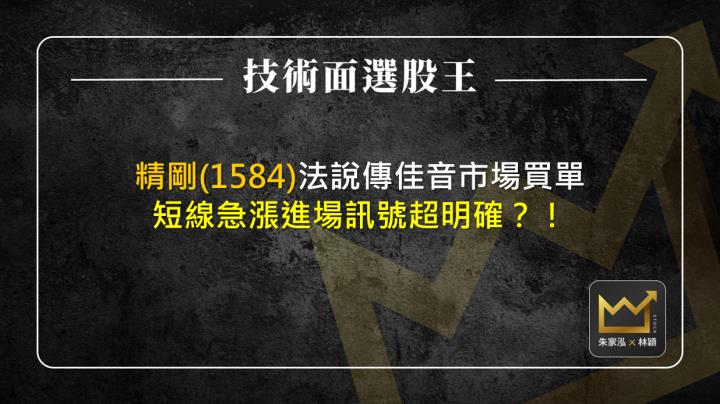 精剛(1584)法說傳佳音市場買單 短線急漲進場訊號超明確？！
